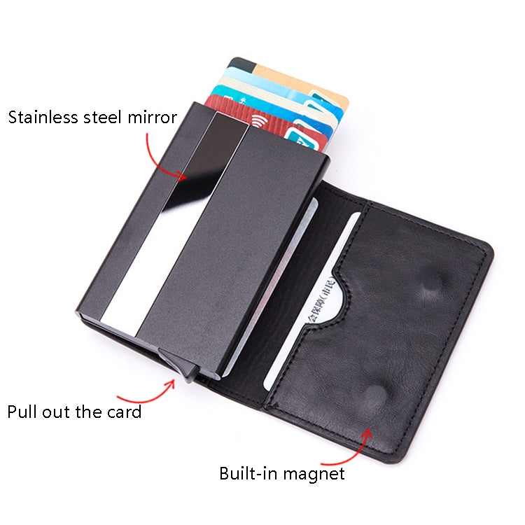 Automatic Cartridge Male Ladies Stainless Steel Credit Card Package RFID Business Card Box(Crocodile Grain Black) - Antimagnetic RFID Package by PMC Jewellery | Online Shopping South Africa | PMC Jewellery