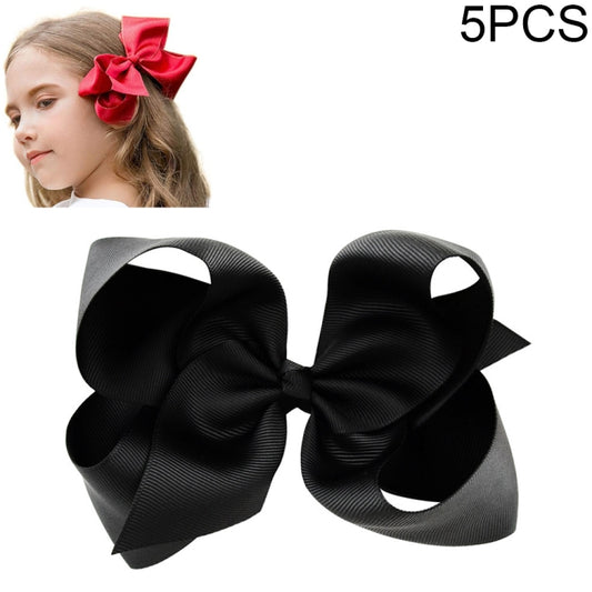 5 PCS 6 Inch Colorful Kids Girls Big Solid Ribbon Hair Bow Clips(4) - Head Bands by PMC Jewellery | Online Shopping South Africa | PMC Jewellery