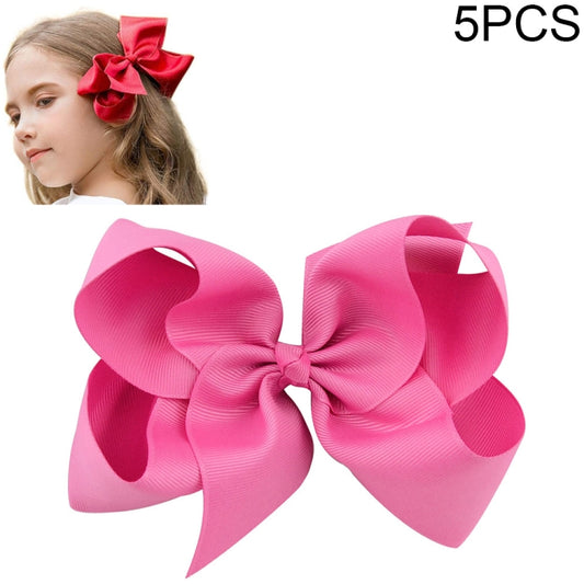 5 PCS 6 Inch Colorful Kids Girls Big Solid Ribbon Hair Bow Clips(13) - Head Bands by PMC Jewellery | Online Shopping South Africa | PMC Jewellery