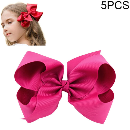 5 PCS 6 Inch Colorful Kids Girls Big Solid Ribbon Hair Bow Clips(14) - Head Bands by PMC Jewellery | Online Shopping South Africa | PMC Jewellery