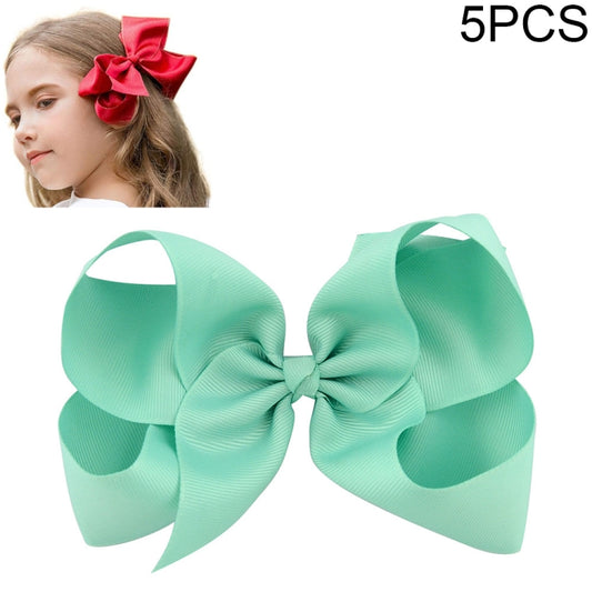 5 PCS 6 Inch Colorful Kids Girls Big Solid Ribbon Hair Bow Clips(34) - Head Bands by PMC Jewellery | Online Shopping South Africa | PMC Jewellery