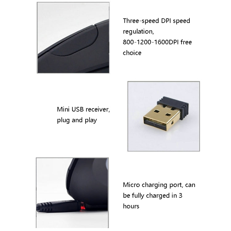JS-5D 6 Keys 2.4G Ergonomic Vertical Mouse Cross-Border Wireless Charging Mouse(Wireless Charging Type) - Wireless Mice by PMC TechLife | Online Shopping South Africa | PMC TechLife