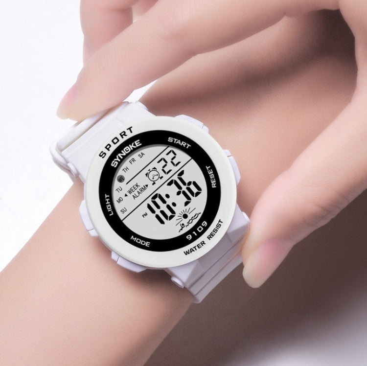 SYNOKE 9109 Student Multifunctional Waterproof Colorful Luminous Electronic Watch(White) - Silicone Strap Watches by SYNOKE | Online Shopping South Africa | PMC Jewellery | Buy Now Pay Later Mobicred