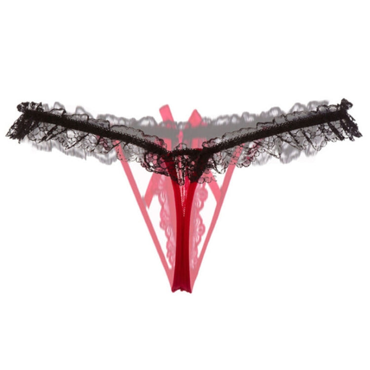 3 PCS Lady Pierced Sexy Panties Temptation Lace Translucent T Underwear(Red) - Ladies Underwear by PMC Jewellery | Online Shopping South Africa | PMC Jewellery