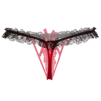 3 PCS Lady Pierced Sexy Panties Temptation Lace Translucent T Underwear(Pink) - Ladies Underwear by PMC Jewellery | Online Shopping South Africa | PMC Jewellery