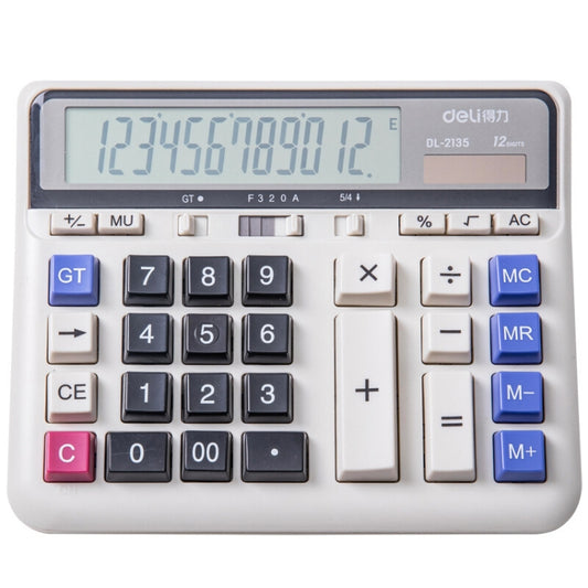 Deli 2135 Computer Keyboard Calculator Big Button Bank Office Finance Accounting Solar Calculator(White) - Calculator by Deli | Online Shopping South Africa | PMC Jewellery