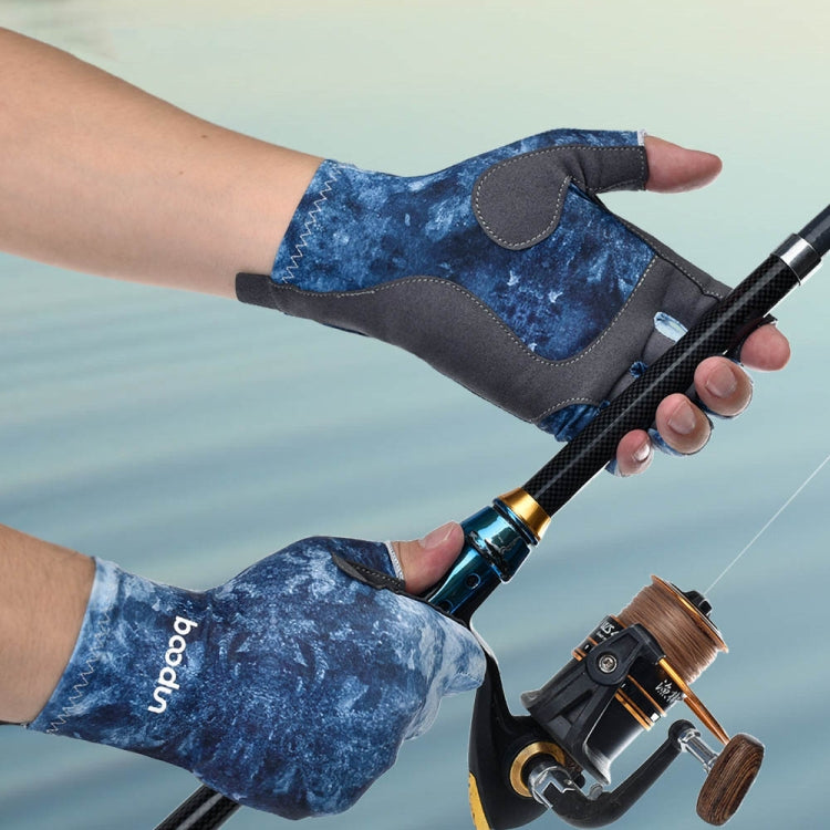 BOODUN P111439 Summer Fishing Gloves Outdoor Non-Slip Ice Silk Sunscreen Fishing Gloves, Size: M(Navy) - Safety Gloves by BOODUN | Online Shopping South Africa | PMC Jewellery