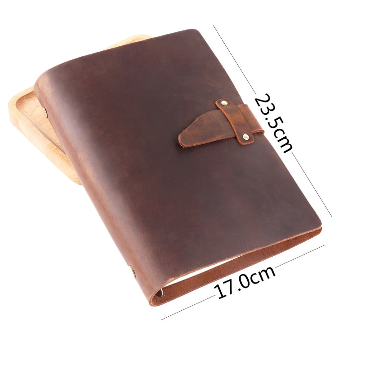 A5 Cowhide Retro Loose-Leaf Notebook Diary Office Business Simple Notepad Crazy Horse Leather Handbook( Brown) - Notebooks by PMC Jewellery | Online Shopping South Africa | PMC Jewellery