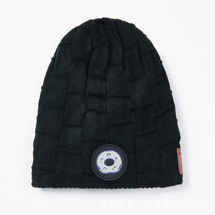 RG5-BL Bluetooth LED Lighting Music Knit Hat Plus Velvet Night Running Lamp Hat(Black) - Smart Hats by PMC TechLife | Online Shopping South Africa | PMC TechLife | Buy Now Pay Later Mobicred