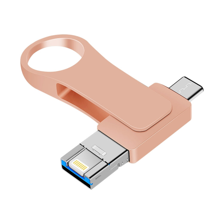 16GB USB 3.0 + 8 Pin + USB-C / Type-C 3 in 1 Mobile Computer Metal U-Disk(Pink) - U Disk & Card Reader by PMC Jewellery | Online Shopping South Africa | PMC Jewellery