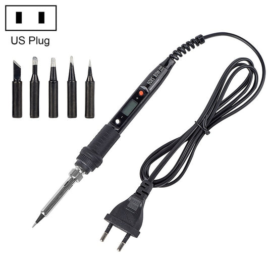 Metallic LCD Temperature Regulating Soldering Iron And Soldering Iron Tip Set Electric Soldering Iron Welding Tool(110V US Plug Black Head Black) - Soldering Iron Set by PMC Jewellery | Online Shopping South Africa | PMC Jewellery