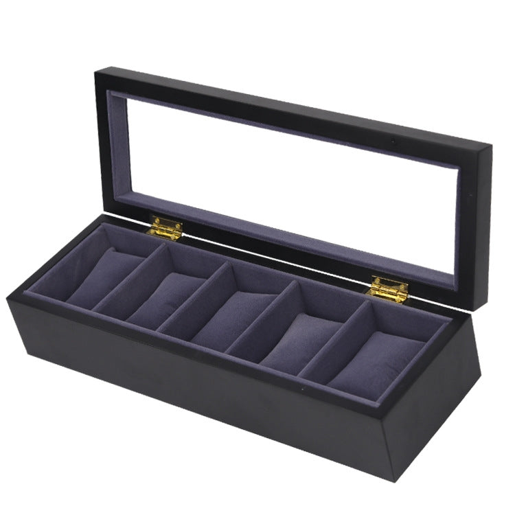 5 Bits Matte Paint Wooden Watch Box Painted Watch Storage Box(Black) - Watch Storages by PMC Jewellery | Online Shopping South Africa | PMC Jewellery | Buy Now Pay Later Mobicred