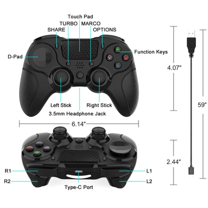 MB-P913 PC Six-Axis Somatosensory Back Key Programming Dual Vibration Bluetooth Gamepad For PS4 Pro(Black) - Gamepads by PMC Jewellery | Online Shopping South Africa | PMC Jewellery