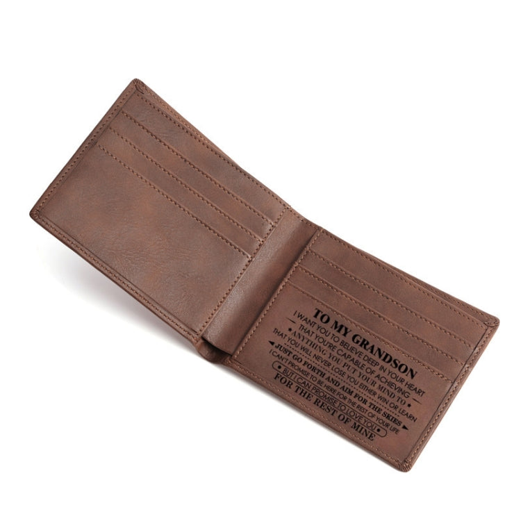 Vintage PU Leather Men Lettering Wallet(02 To Grandson) - Wallets by PMC Jewellery | Online Shopping South Africa | PMC Jewellery