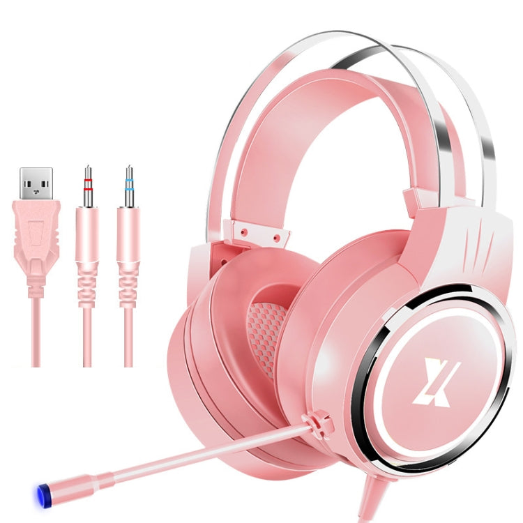 Heir Audio Head-Mounted Gaming Wired Headset With Microphone, Colour: X8 Upgraded Edition (Pink) - Multimedia Headset by Heir Audio | Online Shopping South Africa | PMC Jewellery | Buy Now Pay Later Mobicred