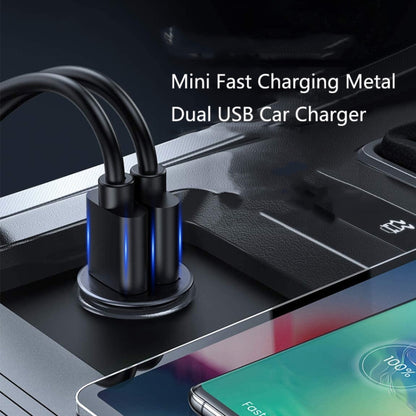 SC-H03-30W SC-H03-30W 12V / 1.5A QC3.0 Dual USB Mini Zinc Alloy Fast Charging Car Charger(Black) - Car Charger by PMC Jewellery | Online Shopping South Africa | PMC Jewellery