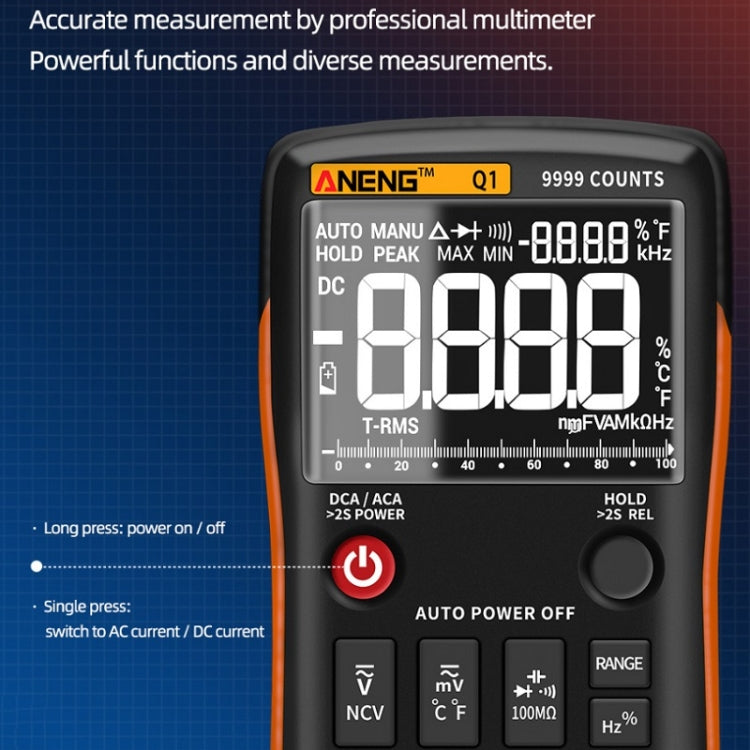 ANENG AN-Q1 Automatic High-Precision Intelligent Digital Multimeter, Specification: Standard with Cable(Orange) - Digital Multimeter by ANENG | Online Shopping South Africa | PMC Jewellery | Buy Now Pay Later Mobicred