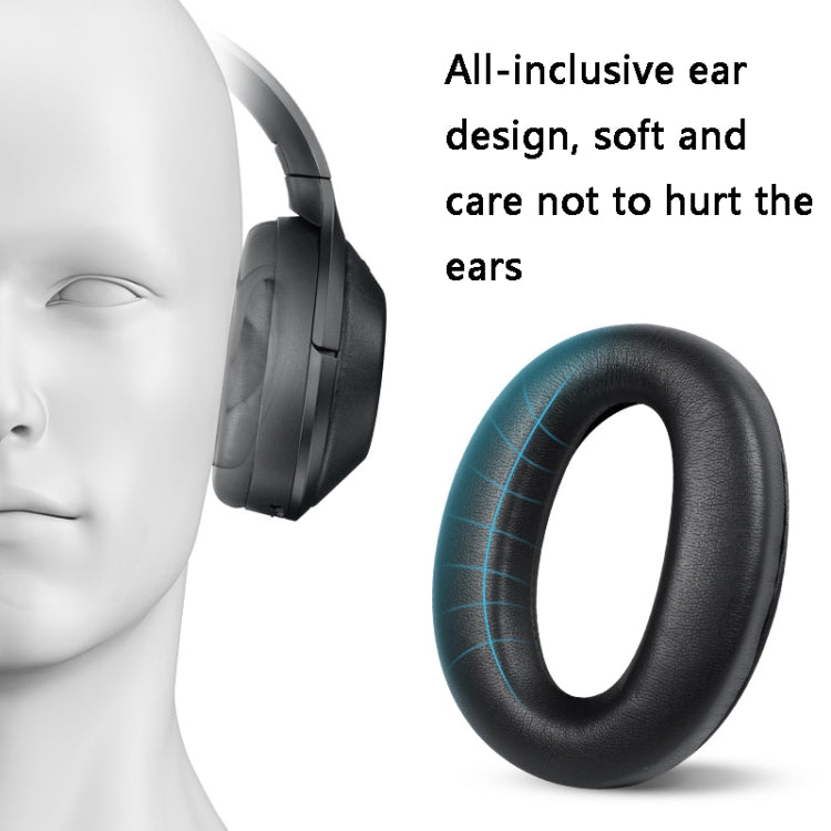 2 PCS Leather Headset Earmuffs for Sony 1000XM4 Black with Snap - Earmuff & Pad by PMC TechLife | Online Shopping South Africa | PMC TechLife