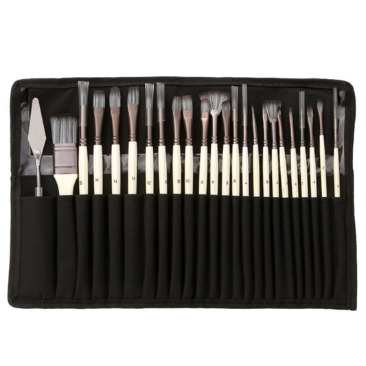 24 PCS/Set Canvas Bag Nylon Wool Gouache Brush Set(Pearl White Pole Black Bag) - Art Supplies by PMC Jewellery | Online Shopping South Africa | PMC Jewellery