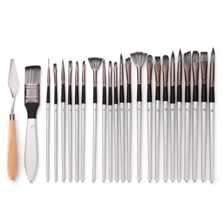 24 PCS/Set Canvas Bag Nylon Wool Gouache Brush Set(Pearl White Pole Black Bag) - Art Supplies by PMC TechLife | Online Shopping South Africa | PMC TechLife