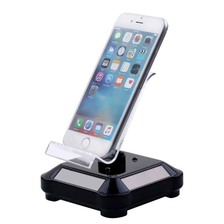 Solar Turntable Mobile Phone Stand Display Stand With Coloful Light(Black) - Desktop Holder by PMC Jewellery | Online Shopping South Africa | PMC Jewellery