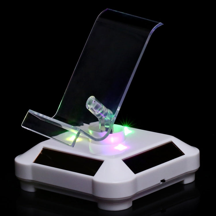 Solar Turntable Mobile Phone Stand Display Stand With Coloful Light(Silver) - Desktop Holder by PMC Jewellery | Online Shopping South Africa | PMC Jewellery