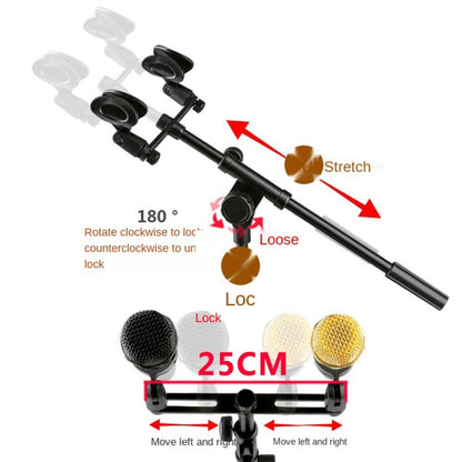 A16 Double-headed  Microphone Clip Aluminum Pole Microphone Accessories - Microphone by PMC Jewellery | Online Shopping South Africa | PMC Jewellery