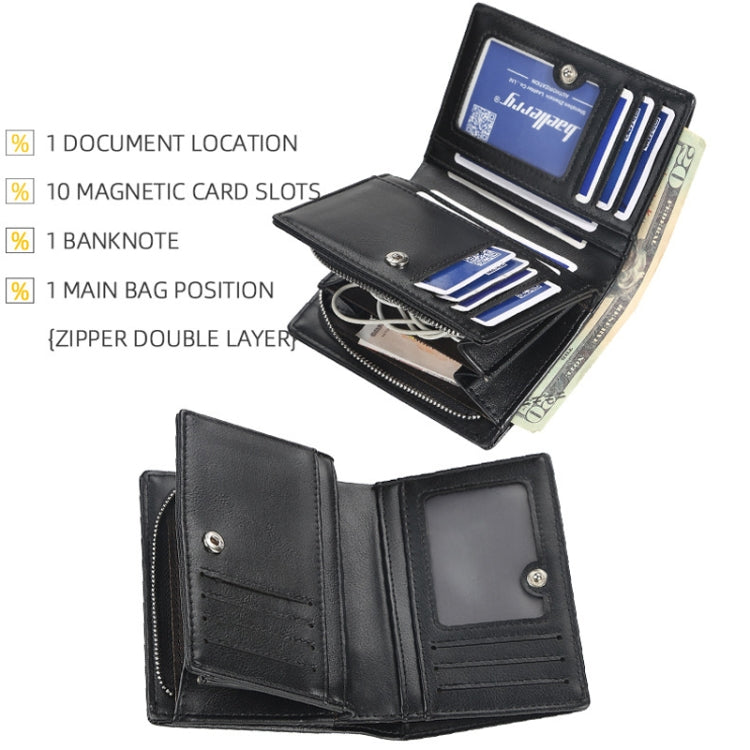 Baellerry D3216 Men Short Vertical Multi-Card Snap Coin Purse(Khaki) - Wallets by Baellerry | Online Shopping South Africa | PMC TechLife | Buy Now Pay Later Mobicred