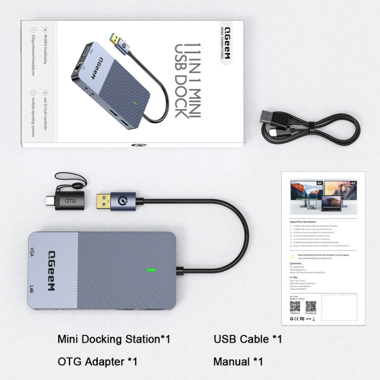 QGeeM 11 In 1 Multifunctional Type-C Extension HUB Adapter(  QG-D3908) - USB HUB by QGeeM | Online Shopping South Africa | PMC TechLife | Buy Now Pay Later Mobicred