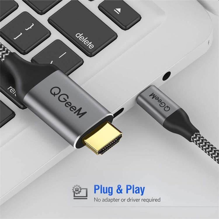 QGeeM QG-UA09 Type-C To HDMI Cable, Length: 3m - Cable by PMC TechLife | Online Shopping South Africa | PMC TechLife