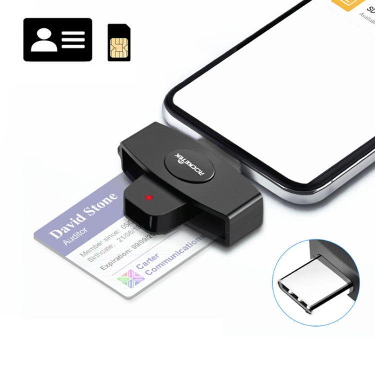 Rocketek CSCR3 Smart CAC Card Reader Type-c Bank Tax Declaration SIM Card/IC Card ID Card Reader(Black) -  by PMC TechLife | Online Shopping South Africa | PMC TechLife | Buy Now Pay Later Mobicred