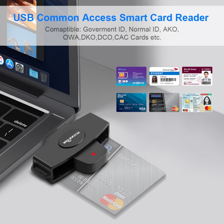 Rocketek CSCR3 Smart CAC Card Reader Type-c Bank Tax Declaration SIM Card/IC Card ID Card Reader(Black) -  by PMC TechLife | Online Shopping South Africa | PMC TechLife | Buy Now Pay Later Mobicred