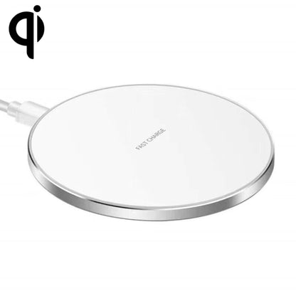 15W Metal Round Wireless Charger Smart Fast Charge(Silver + White Surface) - Wireless Charger by PMC Jewellery | Online Shopping South Africa | PMC Jewellery