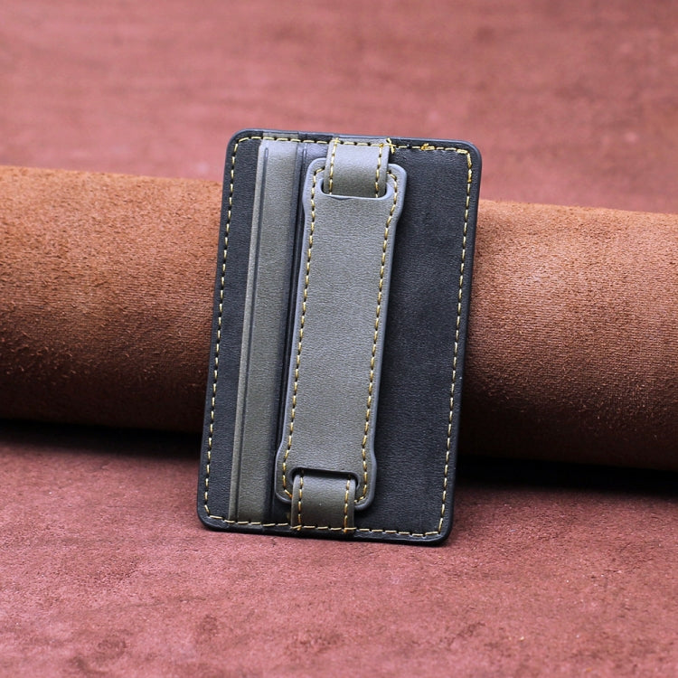 2 PCS Leather Phone Card Sleeve Back Sticker Wrist Pull Strap Holder(Black) - Hand-Sticking Bracket by PMC TechLife | Online Shopping South Africa | PMC TechLife