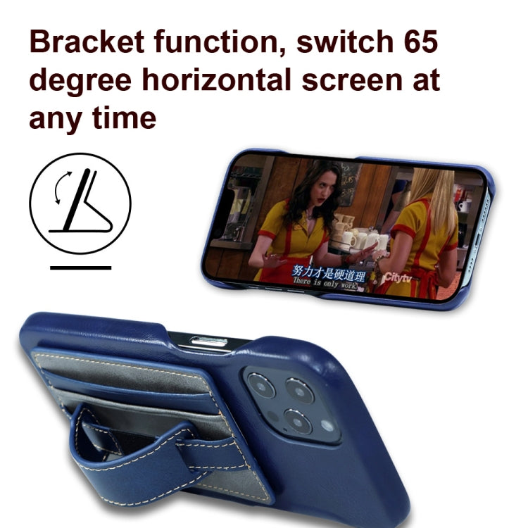 2 PCS Leather Phone Card Sleeve Back Sticker Wrist Pull Strap Holder(Blue) - Hand-Sticking Bracket by PMC TechLife | Online Shopping South Africa | PMC TechLife