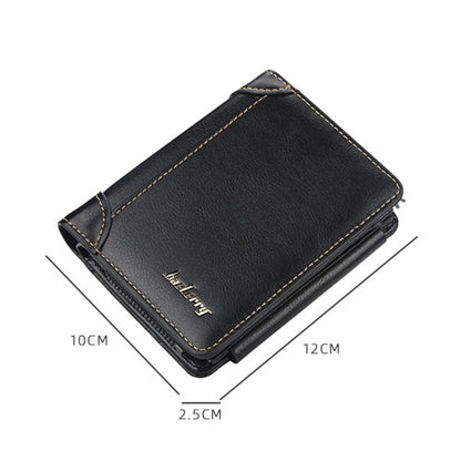 Baellerry D9159 Men Short Tri-Fold Zip Coin Purse Thin Card Holder(Black) - Wallets by Baellerry | Online Shopping South Africa | PMC Jewellery
