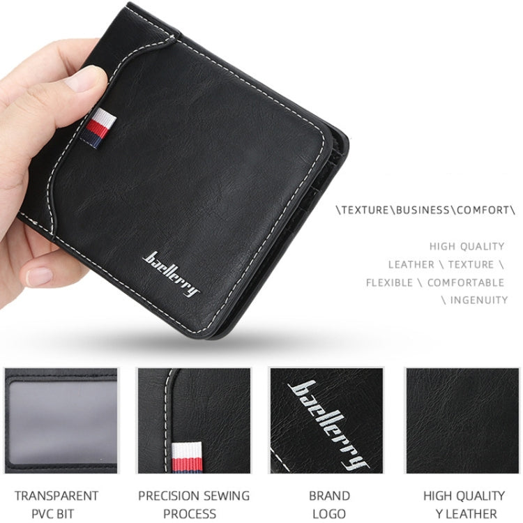 Baellerry Short Wallet Tri-fold Horizontal Coin Purse For Men(Black) - Wallets by Baellerry | Online Shopping South Africa | PMC Jewellery | Buy Now Pay Later Mobicred