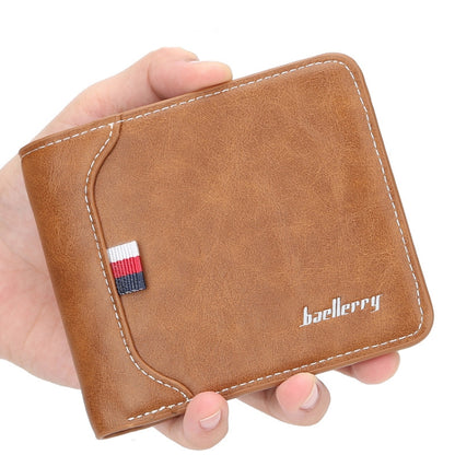 Baellerry Short Wallet Tri-fold Horizontal Coin Purse For Men(Black) - Wallets by Baellerry | Online Shopping South Africa | PMC Jewellery | Buy Now Pay Later Mobicred