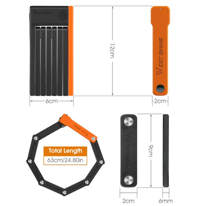 WEST BIKING Bicycle Anti-Theft Lightweight Folding Chain Lock(Black Orange) - Bicycle Locks & Bicycle Pumps by WEST BIKING | Online Shopping South Africa | PMC Jewellery