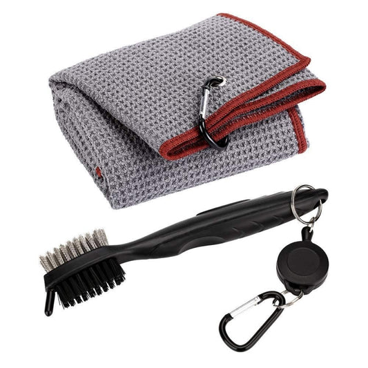 Hook Towel + Club Cleaning Brush Golf Cleaning Set(Grey) - Golf Accessories by PMC Jewellery | Online Shopping South Africa | PMC Jewellery