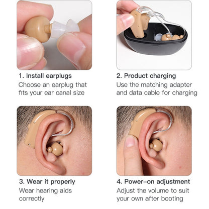 Elderly Use Can Charge Sound Amplifier Hearing Aid, Specification: US Plug(Blue Double Machine+White Charging Bin) - Hearing Aids by PMC Jewellery | Online Shopping South Africa | PMC Jewellery