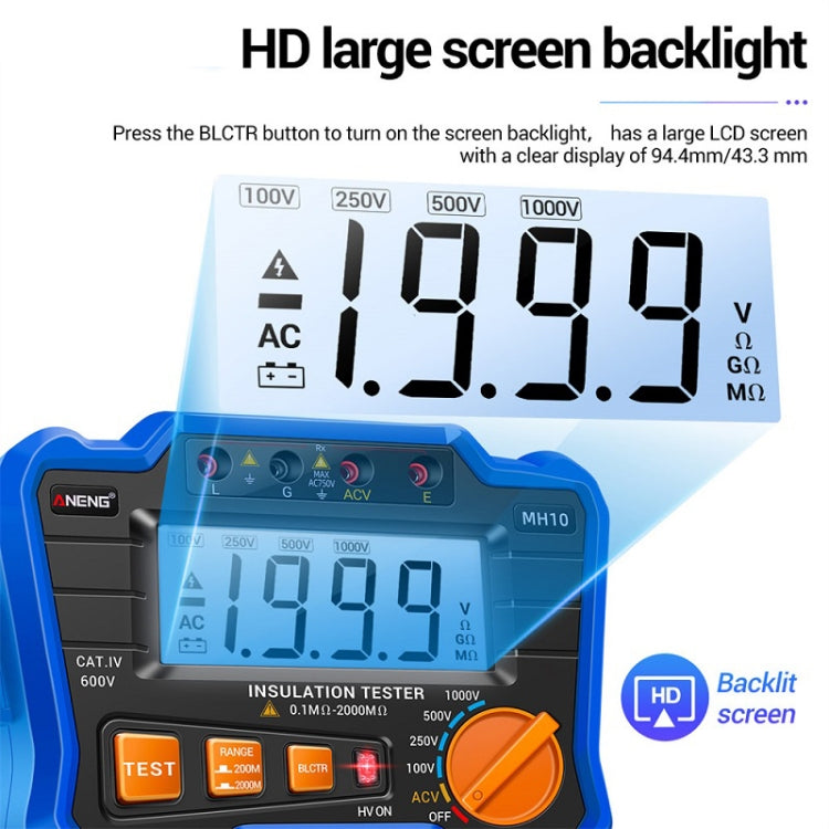 ANENG MH10 Digital High Precision Insulation Resistance Tester(Orange) - free shipping - PMC TechLife - Order now!