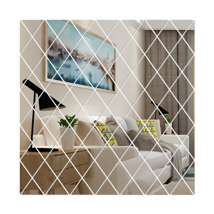 Rhombus Stitching Background Acrylic Mirror Decorative Stickers, Specification: Silver Small - Decorative Mirrors by PMC TechLife | Online Shopping South Africa | PMC TechLife