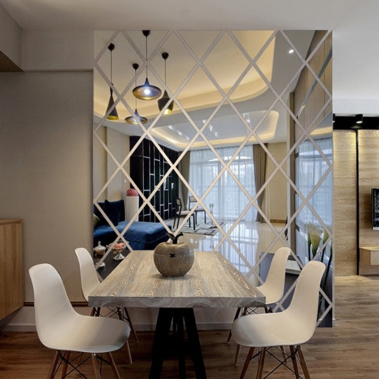 Rhombus Stitching Background Acrylic Mirror Decorative Stickers, Specification: Silver Small - Decorative Mirrors by PMC TechLife | Online Shopping South Africa | PMC TechLife