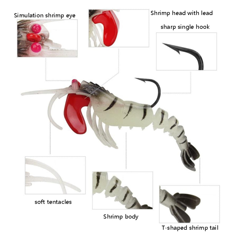 5 Color / Set Multi-section Lead Head Soft Shrimp Fake Bait Freshwater Sea Fishing Lure - Fishing Lures by PMC Jewellery | Online Shopping South Africa | PMC Jewellery