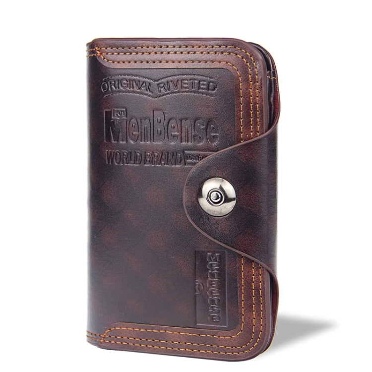 Menbense Short Fashion Leisure Magnetic Buckle Large Capacity 3 Fold Male Wallet(Dark Brown) - Wallets by Menbense | Online Shopping South Africa | PMC Jewellery