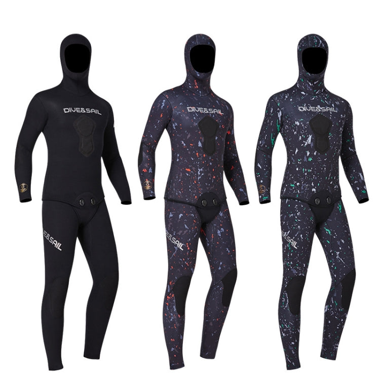 DIVE&SAIL 5mm Split Thick And Keep Warm Long Sleeves Hooded Diving Suit, Size: XXXL(Black) - Athletic Wear by DIVE&SAIL | Online Shopping South Africa | PMC Jewellery | Buy Now Pay Later Mobicred