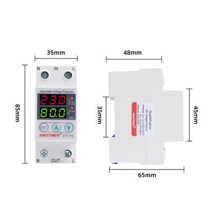 SINOTIMER SVP-916 Adjustable Self-resetting Over-voltage Under-voltage Protector, Current: 63A - Other Tester Tool by SINOTIMER | Online Shopping South Africa | PMC Jewellery | Buy Now Pay Later Mobicred