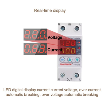 SINOTIMER SVP-916 Adjustable Self-resetting Over-voltage Under-voltage Protector, Current: 63A - Other Tester Tool by SINOTIMER | Online Shopping South Africa | PMC Jewellery | Buy Now Pay Later Mobicred