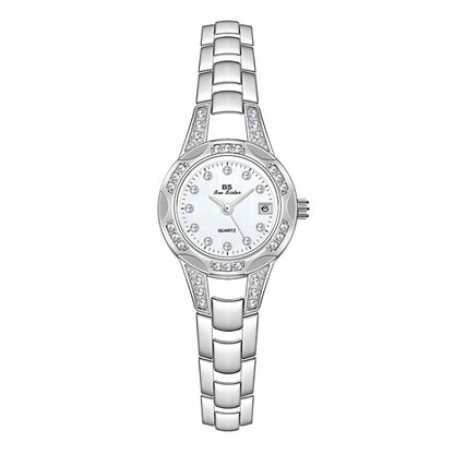 BS Bee Sister FA1679  Ladies Diamond Chain Watch Cute Small Round Watch With Calendar(Silver) - Alloy Watches by BS Bee Sister | Online Shopping South Africa | PMC Jewellery | Buy Now Pay Later Mobicred